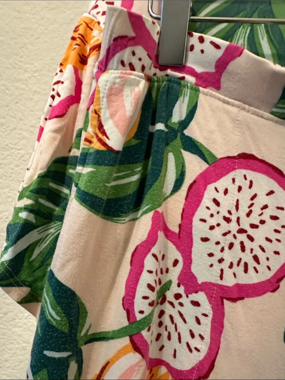 Soma Cream Pink Tropical Fruit Short Sleeve Pajama Set